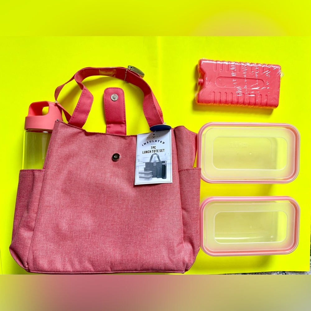 Eco One New Insulated 7pc lunch canvas tote bag
